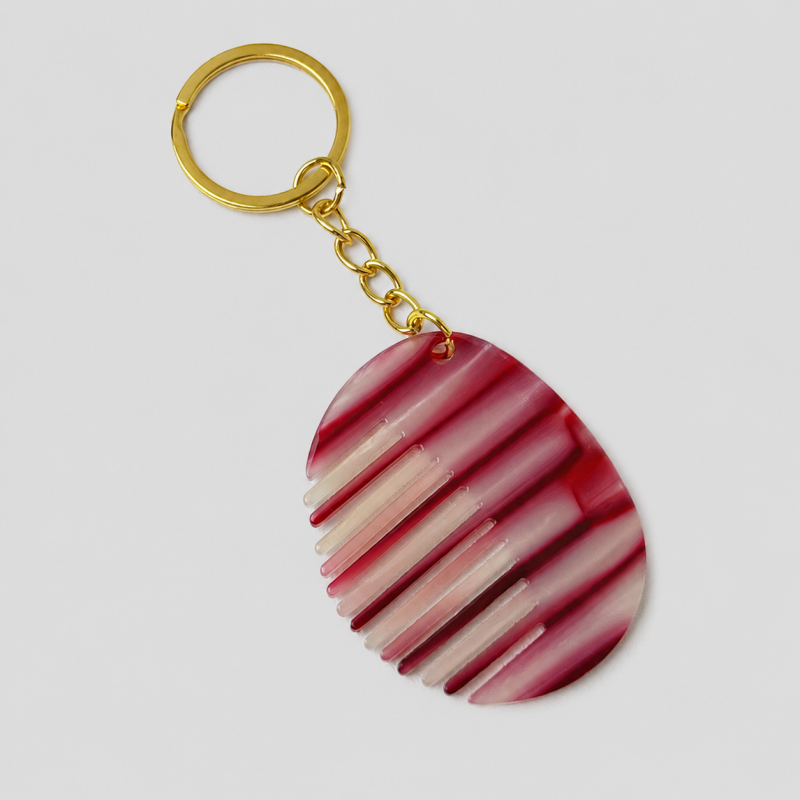 Striped Disc Comb Keychain