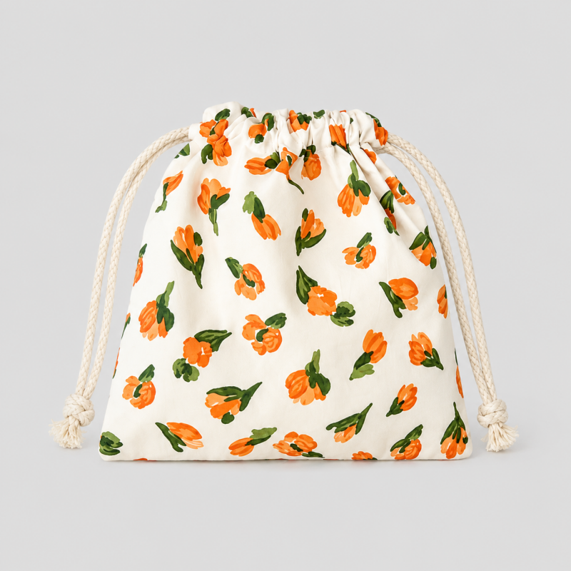 Floral Drawstring Pouch