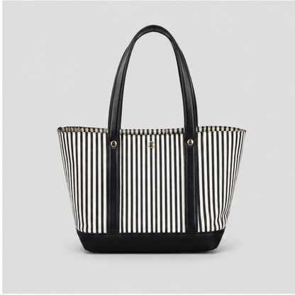 Striped Contrast Tote Bag