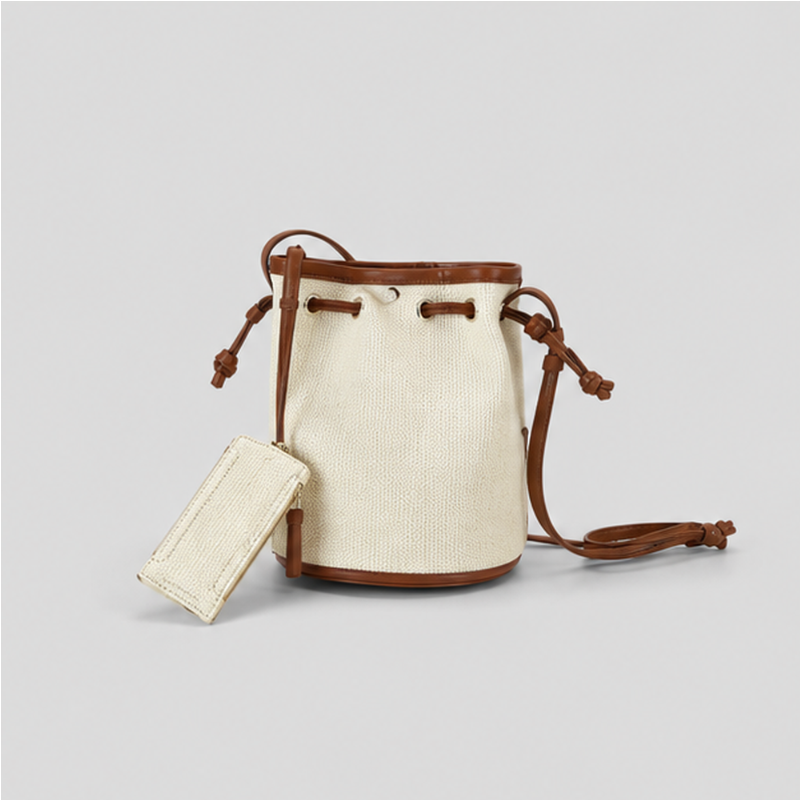 Canvas Drawstring Bucket Bag