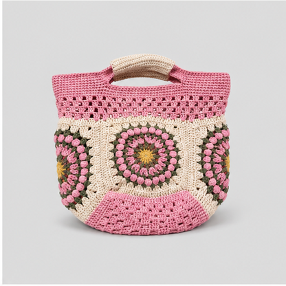 Square Floral Crochet Tote