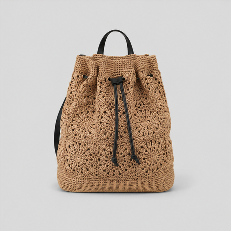 Crochet Drawstring Backpack
