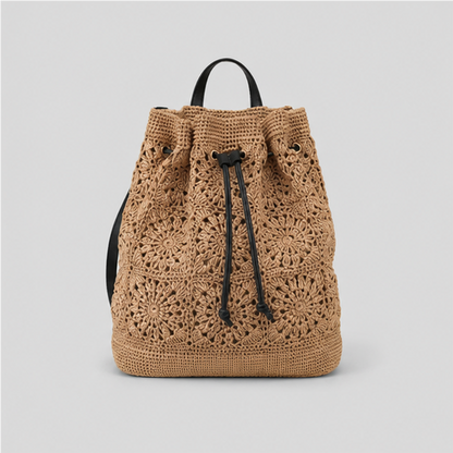 Crochet Drawstring Backpack