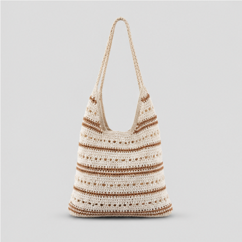 Striped Crochet Shoulder Bag