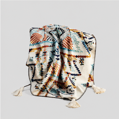 Geometric Tassel Throw Blanket