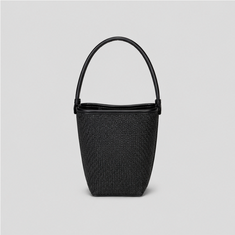 Contrast Trim Bucket Tote Bag
