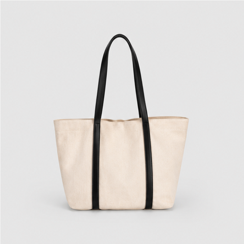 Contrast Handle Canvas Tote Bag