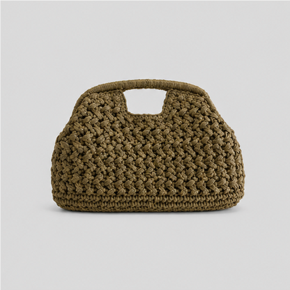 Solid Color Woven Handle Bag
