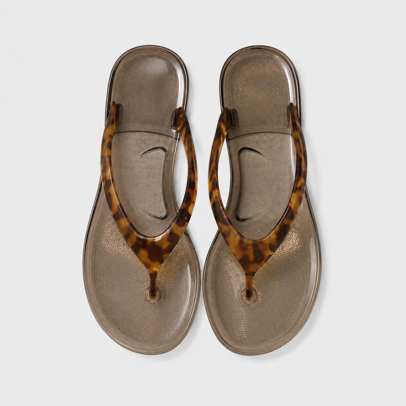 Leopard Print Jelly Flip Flops