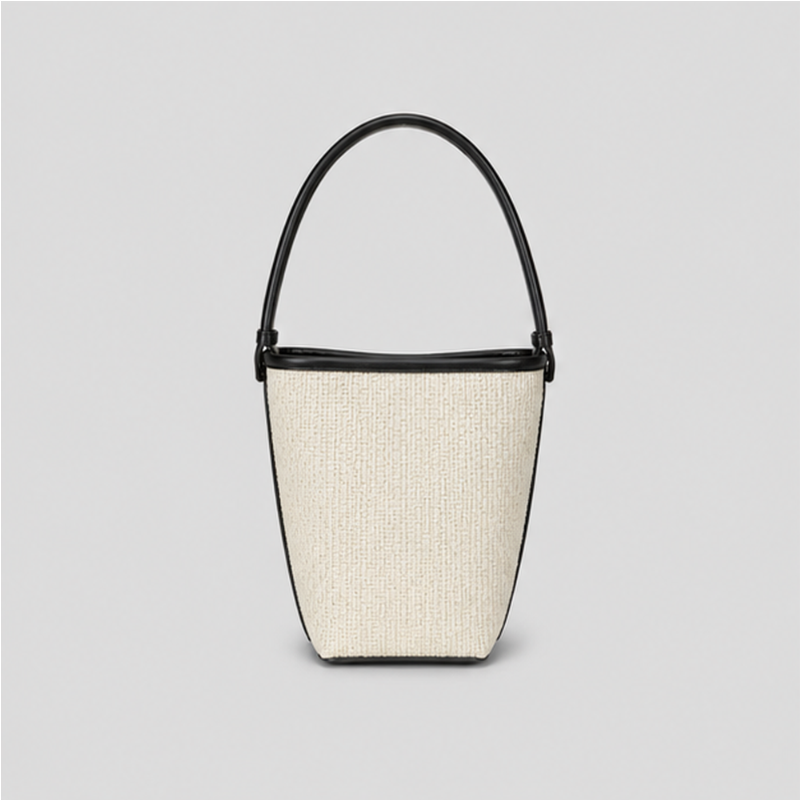 Contrast Trim Bucket Tote Bag