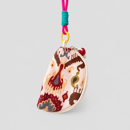 Embroidered Print Coin Pouch