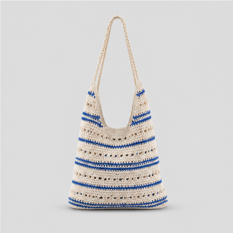 Striped Crochet Shoulder Bag