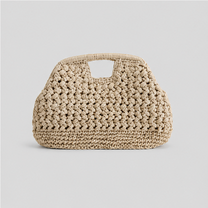 Solid Color Woven Handle Bag