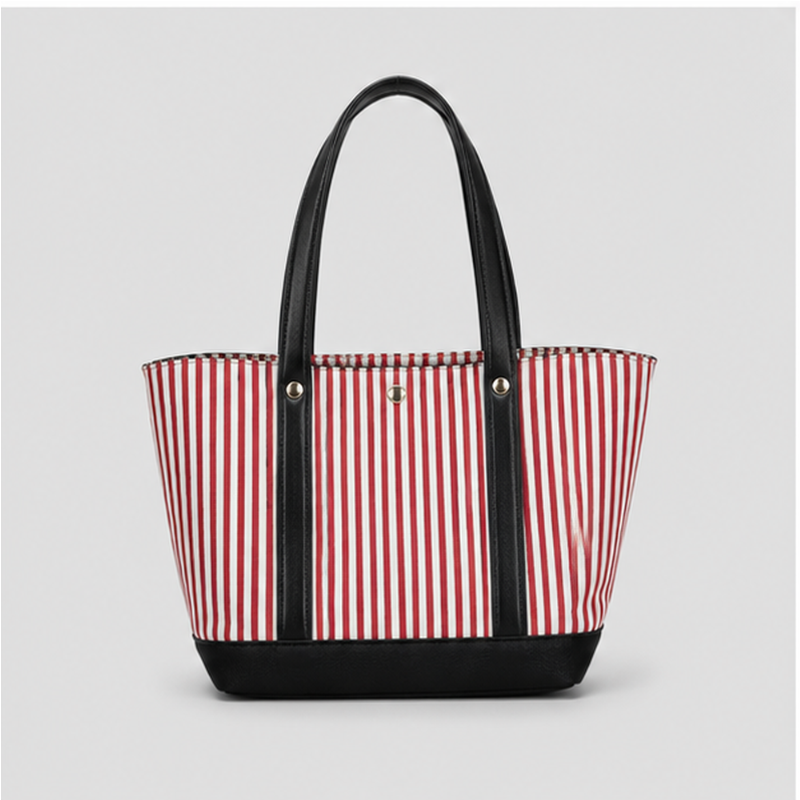 Striped Contrast Tote Bag