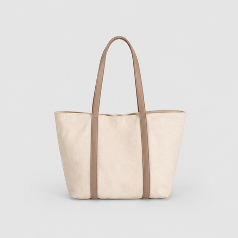 Contrast Handle Canvas Tote Bag