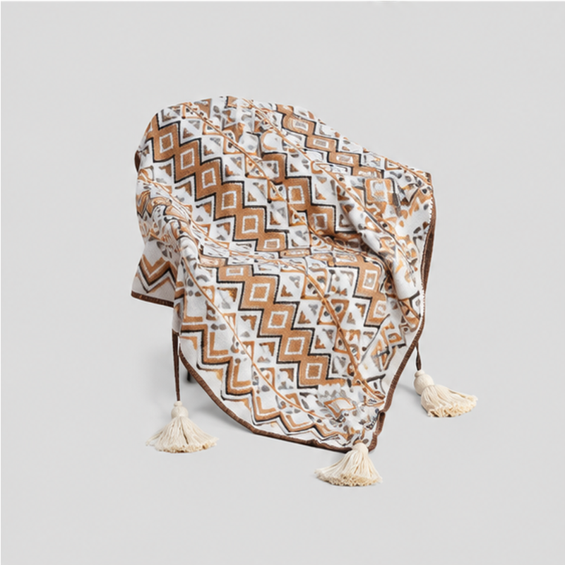 Geometric Tassel Throw Blanket