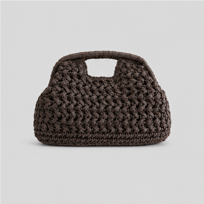 Solid Color Woven Handle Bag