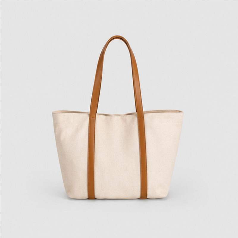 Contrast Handle Canvas Tote Bag