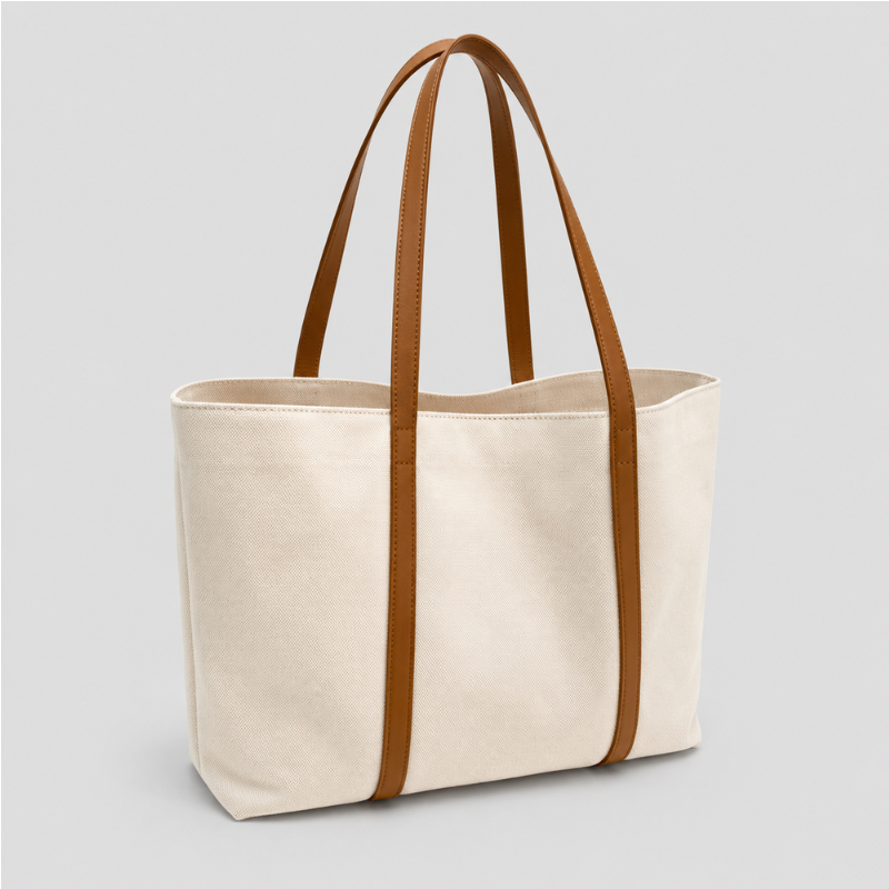 Contrast Handle Canvas Tote Bag