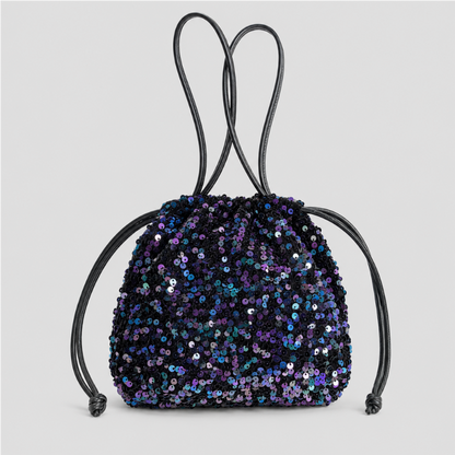 Sequin Drawstring Crossbody Bag