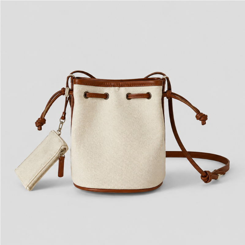 Canvas Drawstring Bucket Bag