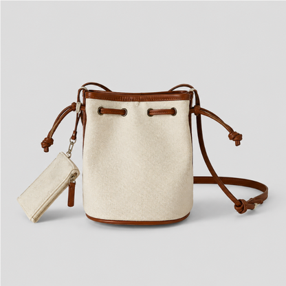 Canvas Drawstring Bucket Bag