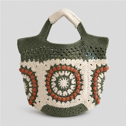 Square Floral Crochet Tote