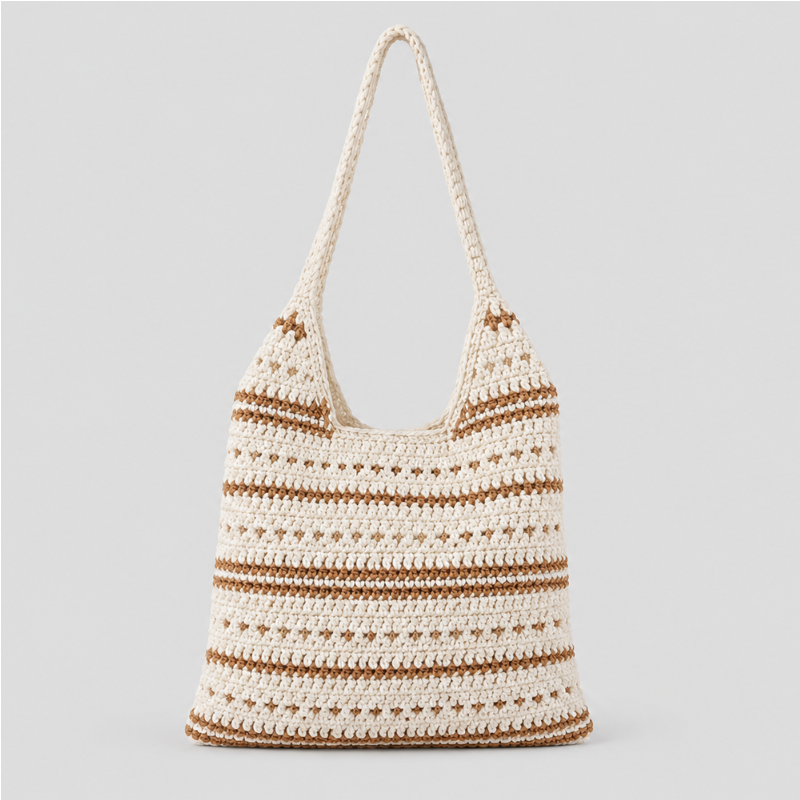 Striped Crochet Shoulder Bag