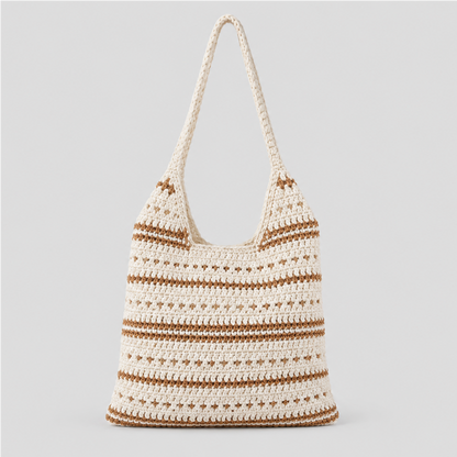 Striped Crochet Shoulder Bag