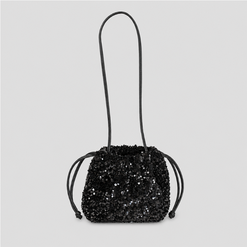 Sequin Drawstring Crossbody Bag