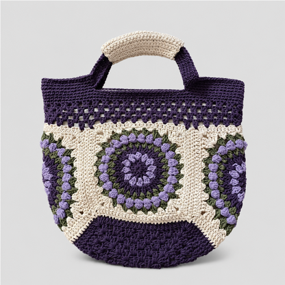 Square Floral Crochet Tote