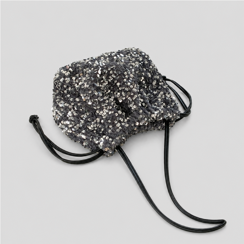 Sequin Drawstring Crossbody Bag