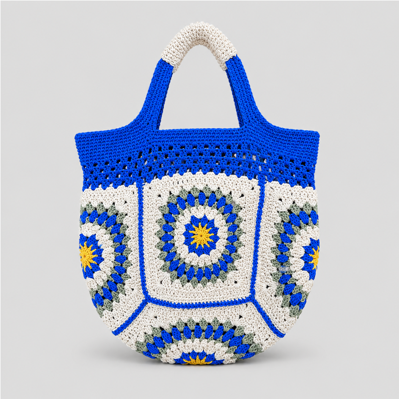 Square Floral Crochet Tote