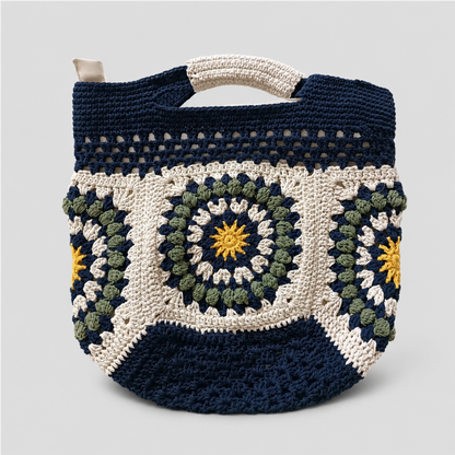 Square Floral Crochet Tote